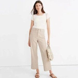 Madewell Slim Emmett Wide Leg Crop in Gingham Tan/Cream
